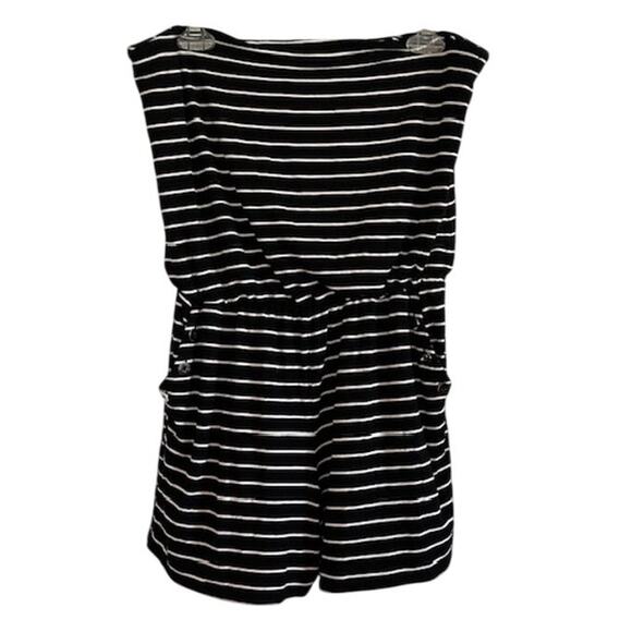 White House Black Market Strapless Romper Size Small Black & White Striped - Picture 1 of 10
